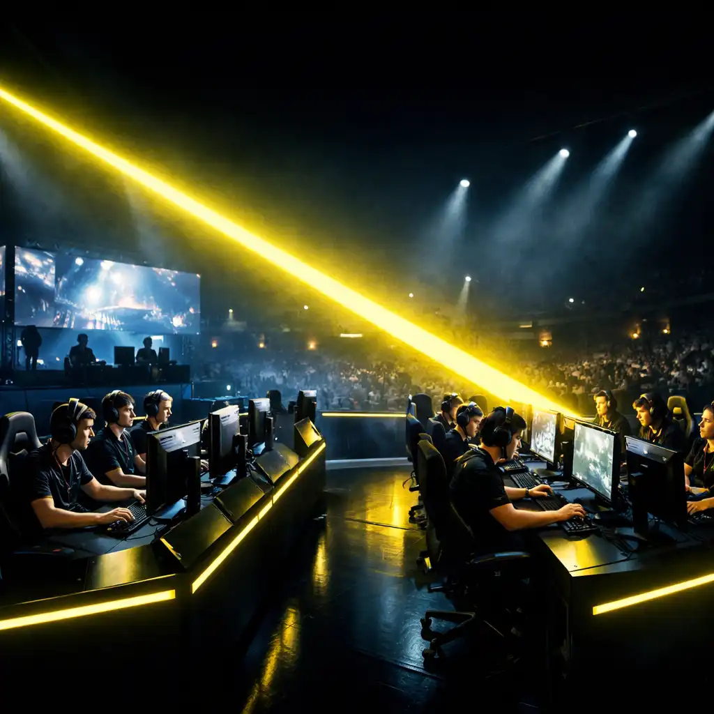 Arena esportowa z graczami przy stanowiskach